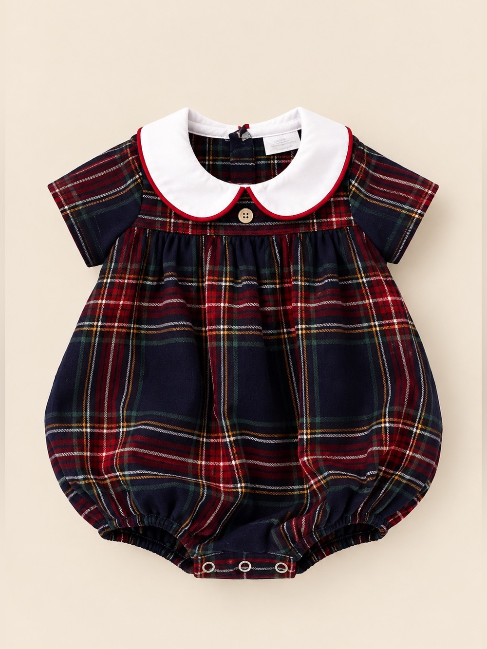 NWT Edgehill Collection Baby Boy Plaid Tartan Christmas Bubble Romper 9M